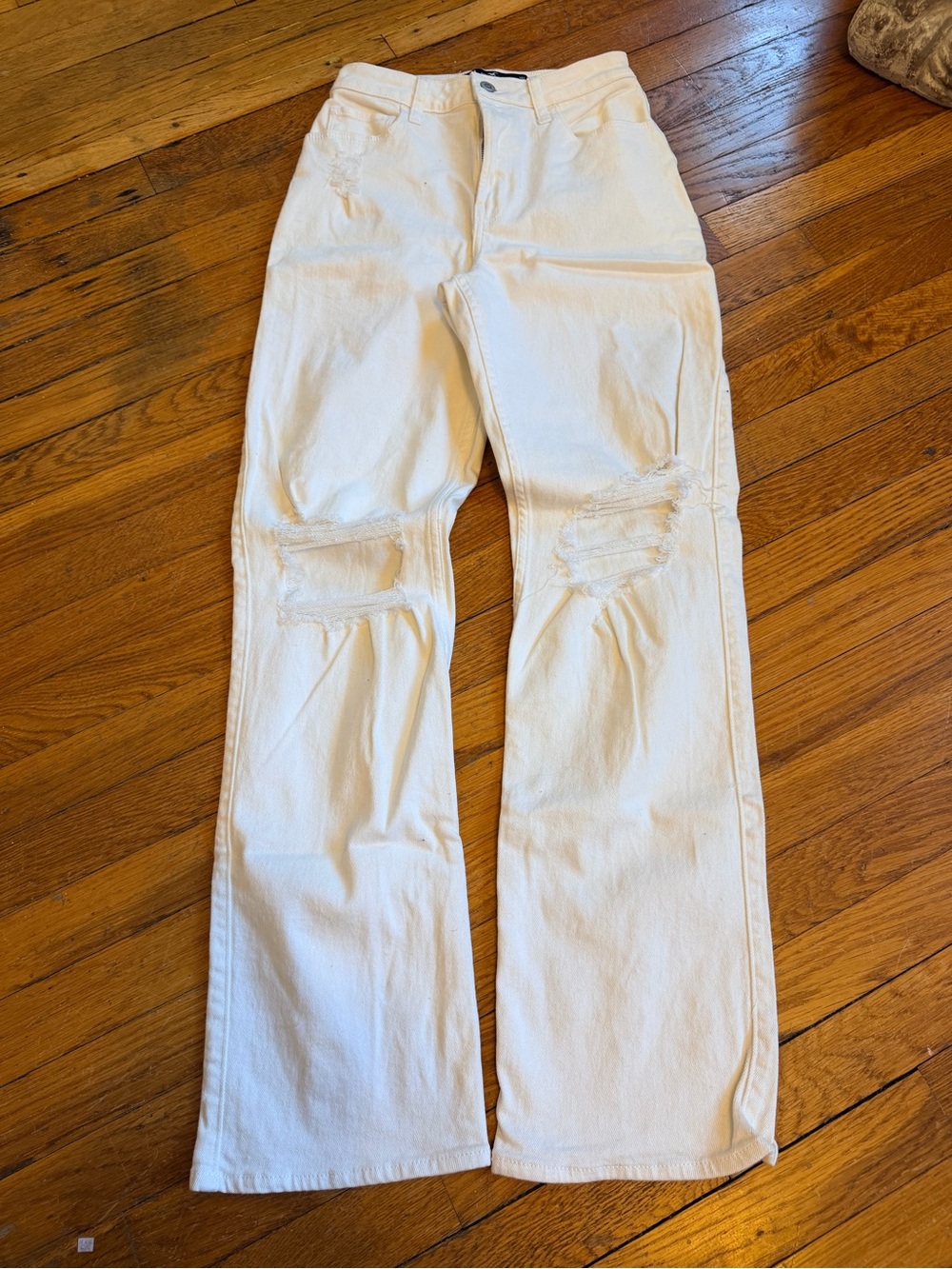 White Distressed Women's Jeans - Classic Straight Fit